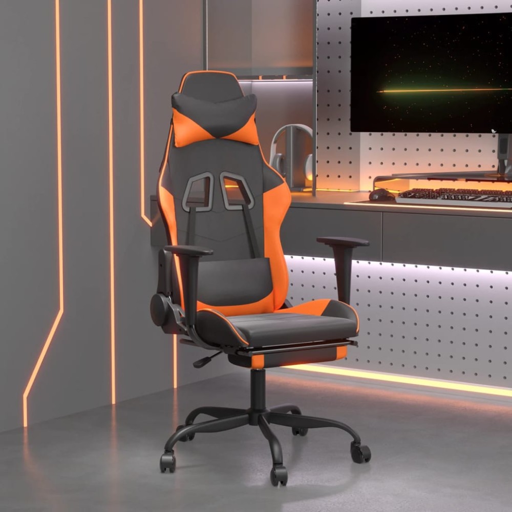 vidaXL Καρέκλα Gaming Μασάζ Υποπόδιο Μαύρο/Πορτοκαλί Συνθετικό Δέρμα 66x56x(120,5-131)cm 1 τεμ. vidaXL Καρέκλα Gaming Μασάζ Υποπόδιο Μαύρο/Πορτοκαλί Συνθετικό Δέρμα 66x56x(120,5-131)cm 1 τεμ.