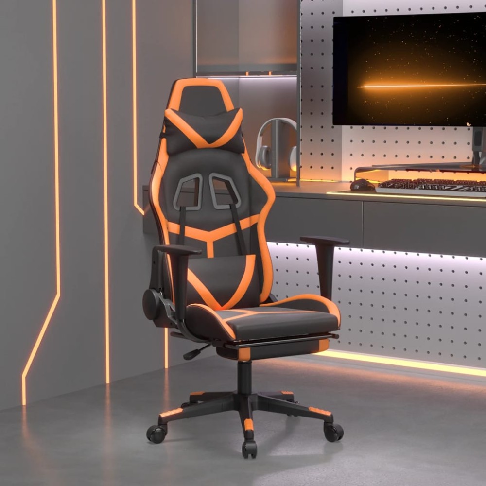 vidaXL Καρέκλα Gaming Μασάζ Υποπόδιο Μαύρο/Πορτοκαλί Συνθετικό Δέρμα 67x64x(116-127)cm 1 τεμ. vidaXL Καρέκλα Gaming Μασάζ Υποπόδιο Μαύρο/Πορτοκαλί Συνθετικό Δέρμα 67x64x(116-127)cm 1 τεμ.