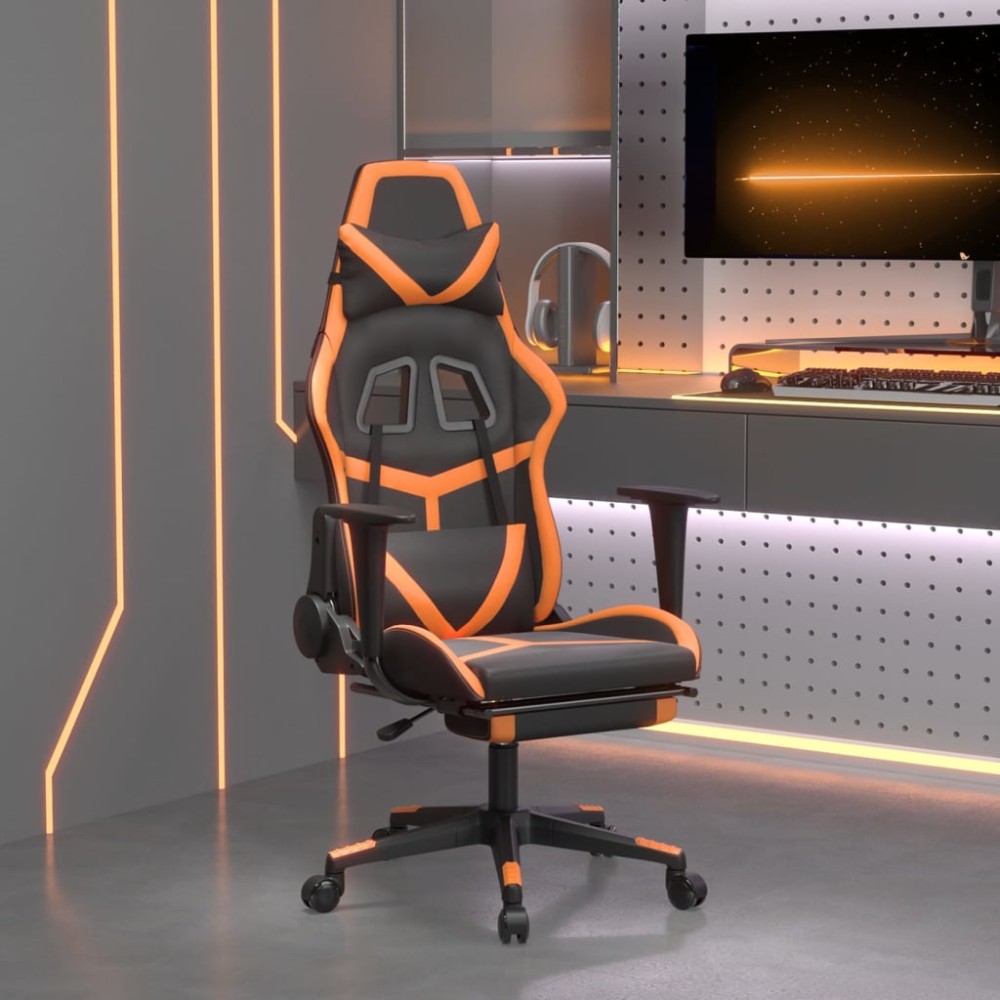 vidaXL Καρέκλα Gaming Μασάζ Υποπόδιο Μαύρο Πορτοκαλί Συνθετικό Δέρμα 67x64x(116-127)cm 1 τεμ. vidaXL Καρέκλα Gaming Μασάζ Υποπόδιο Μαύρο Πορτοκαλί Συνθετικό Δέρμα 67x64x(116-127)cm 1 τεμ.
