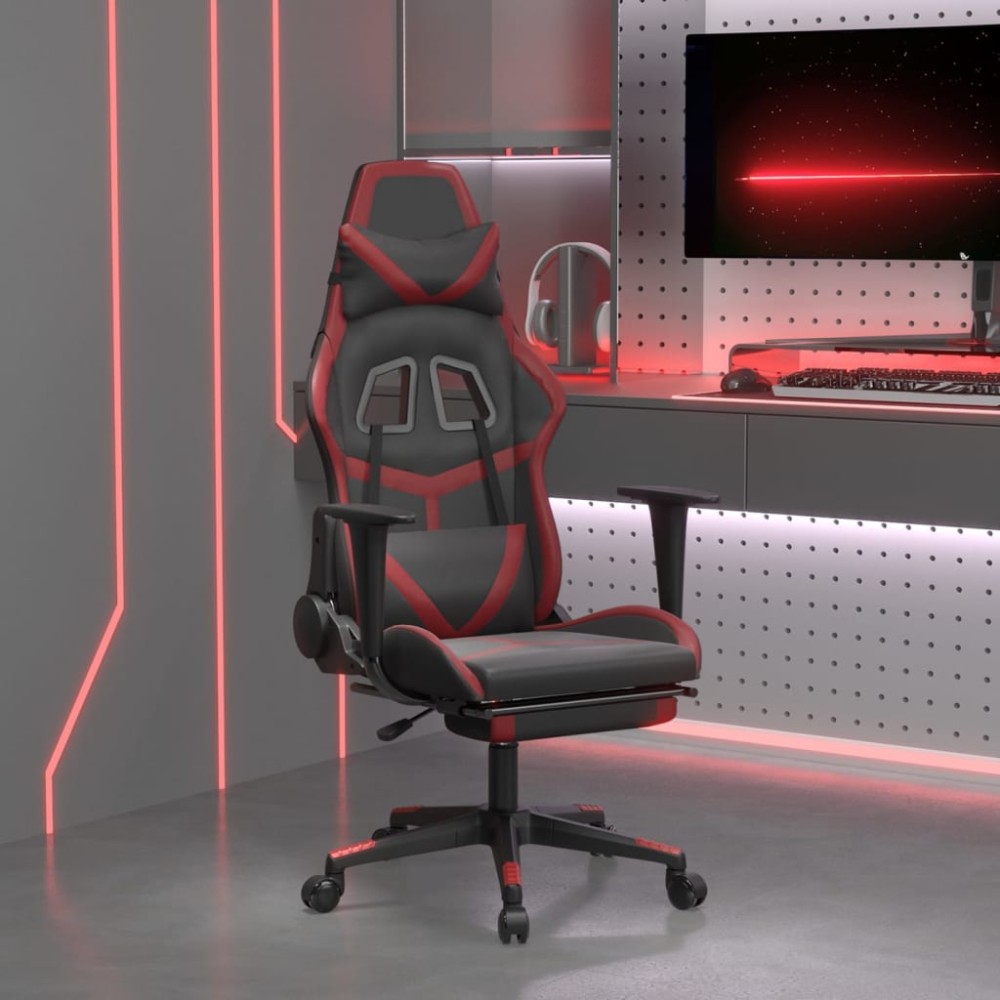 vidaXL Καρέκλα Gaming Μασάζ Υποπόδιο Μαύρο/Μπορντό από Συνθετικό Δέρμα 67x64x(116-127)cm 1 τεμ. vidaXL Καρέκλα Gaming Μασάζ Υποπόδιο Μαύρο/Μπορντό από Συνθετικό Δέρμα 67x64x(116-127)cm 1 τεμ.
