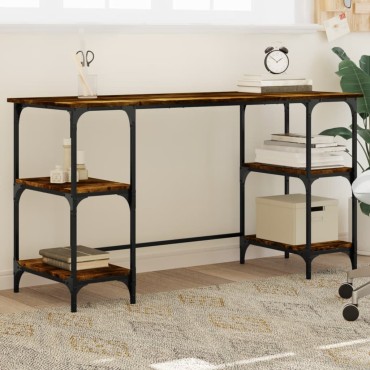 vidaXL Γραφείο Καπνιστή Δρυς 140x50x75cm Μέταλλο/Επεξεργασμένο Ξύλο 1 τεμ.