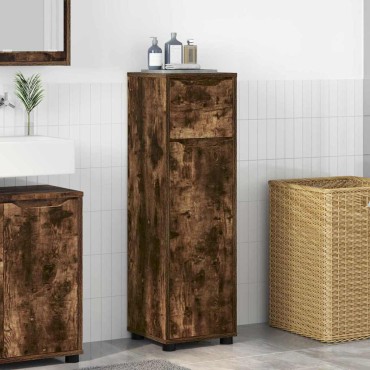 vidaXL Ντουλάπι Μπάνιου Καπνιστό Δρύς 30,5x30x101 εκ 1 τεμ.