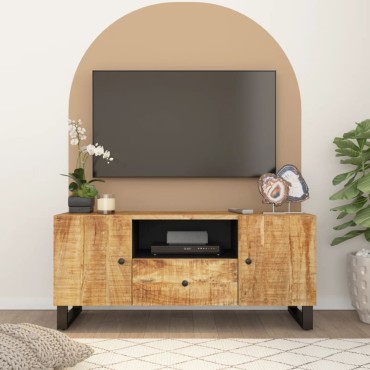 vidaXL Έπιπλο Τηλεόρασης 105x33,5x46cm Μασίφ Ξύλο Μάνγκο & Επεξ. Ξύλο