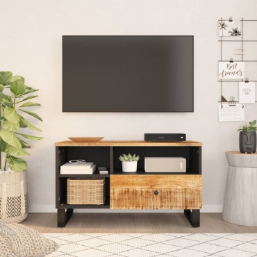 vidaXL Έπιπλο Τηλεόρασης 80x33x46cm Μασίφ Ξύλο Μάνγκο & Επεξ. Ξύλο