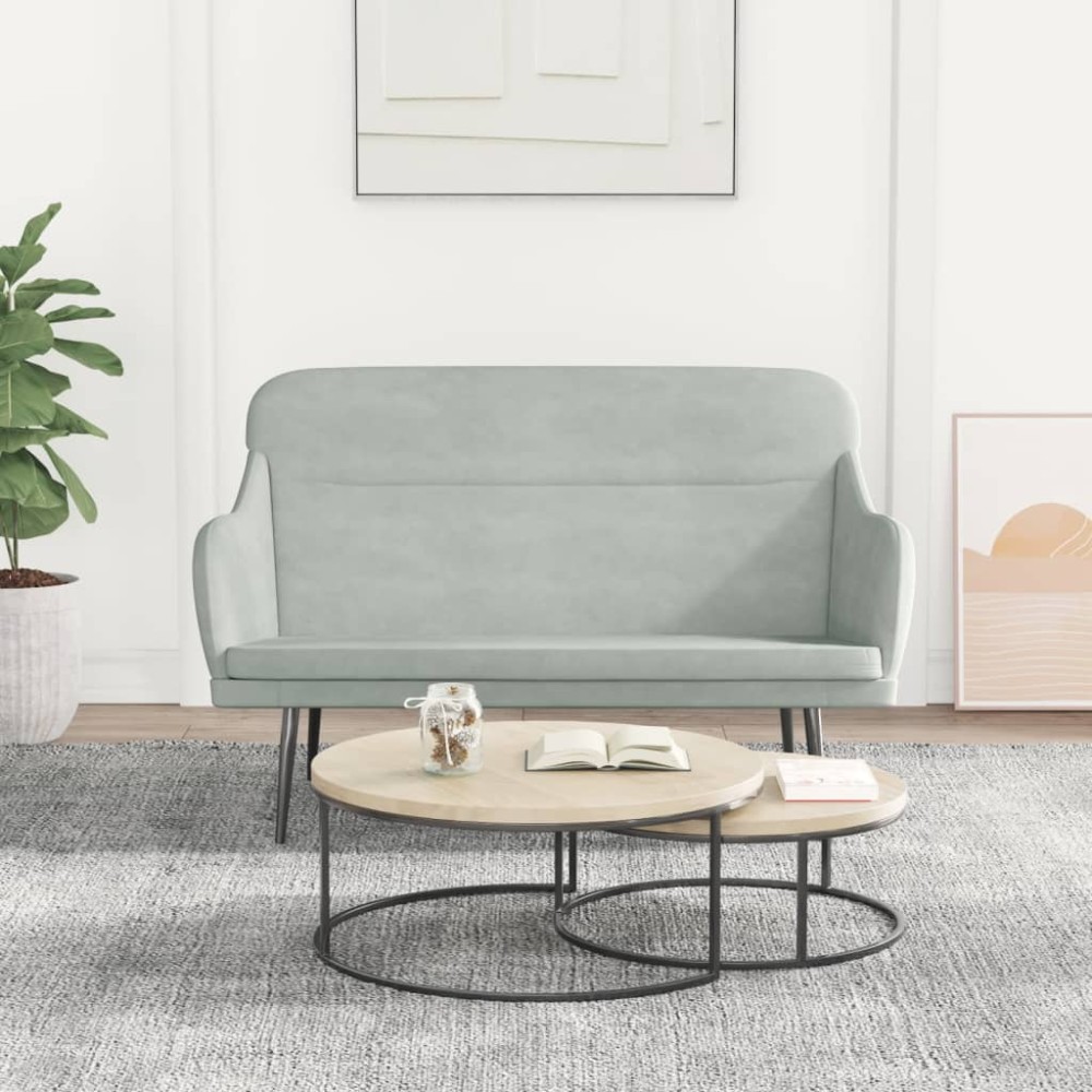 vidaXL Πάγκος Ανοιχτό Γκρι 110x76x80cm Βελούδινος 1 τεμ.