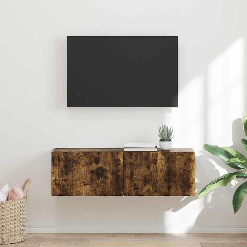 vidaXL Ντουλάπι Τηλεόρασης Τοίχου 98x31x29,5cm Καπνιστό Δρύς