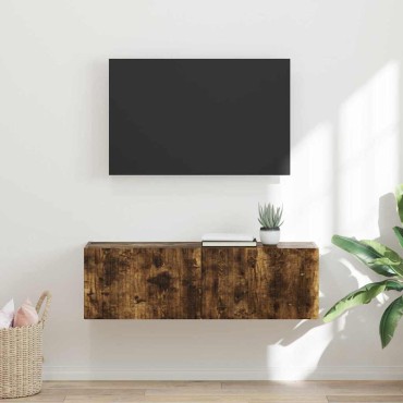 vidaXL Ντουλάπι Τηλεόρασης Τοίχου 98x31x29,5cm Καπνιστό Δρύς