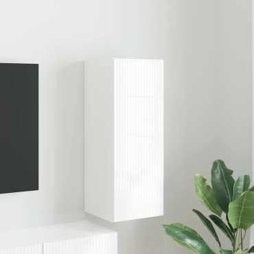 vidaXL Ντουλάπι Τηλεόρασης Τοίχου 30x31x80cm Λαμπερό Λευκό
