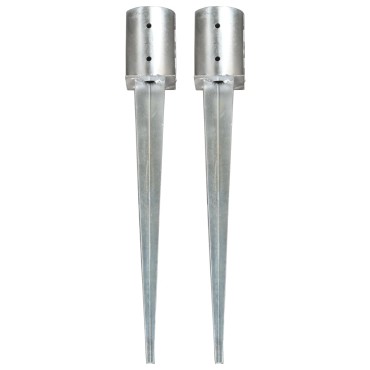 vidaXL Στηρίγματα Εδάφους 2 τεμ. Ασημί 10x76 εκ. Γαλβανισμένο Ατσάλι