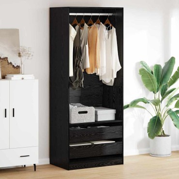 vidaXL Ντουλάπι Μαύρη Οξυά 80x50x200cm Επεξεργασμένο Ξύλο