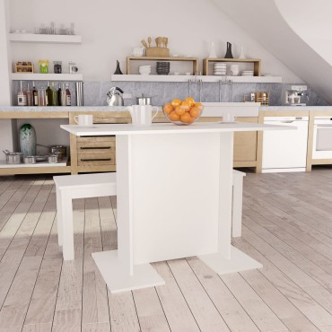vidaXL Τραπεζαρία Λευκή 110x60x75cm από Επεξ. Ξύλο 1 τεμ.