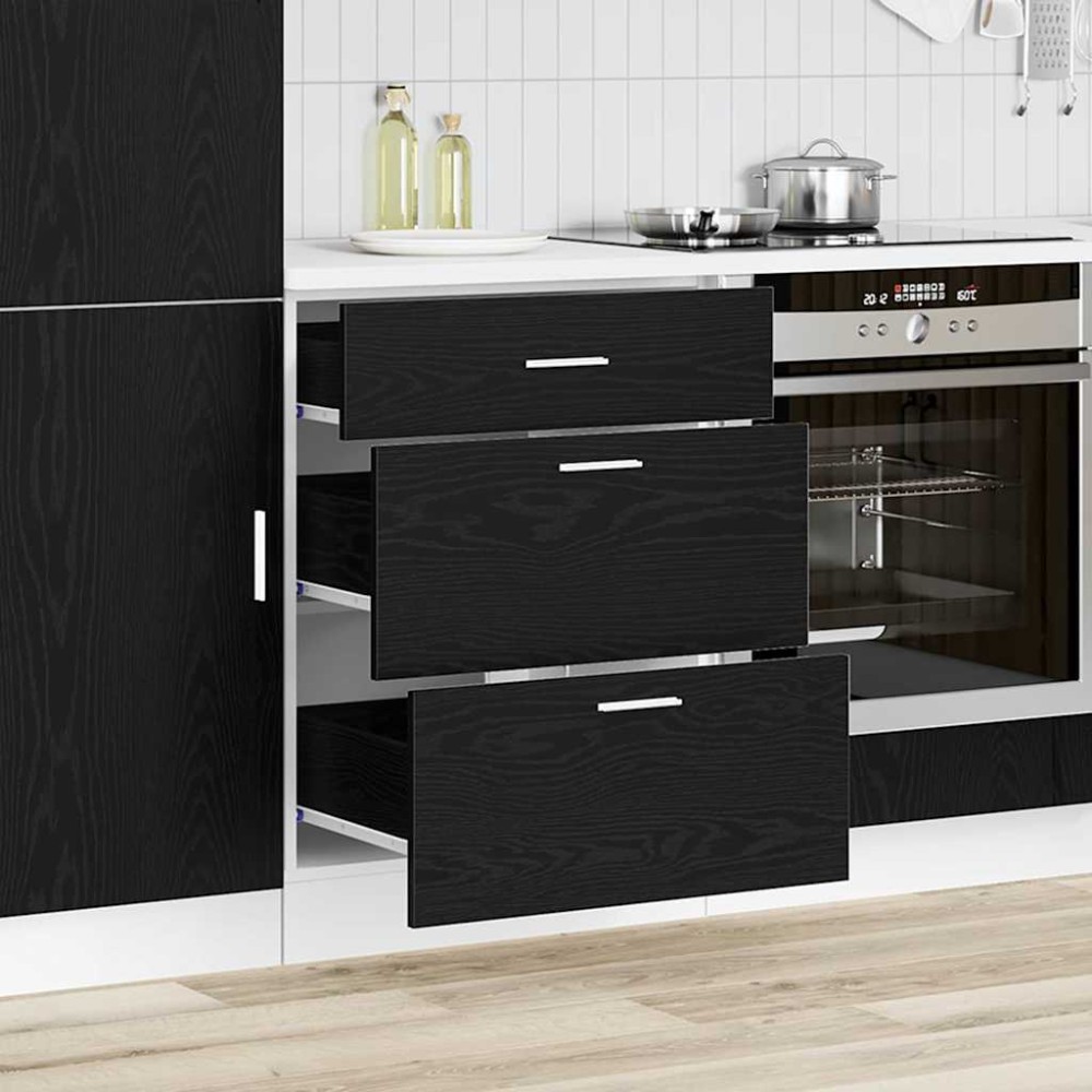 vidaXL Βάση Ντουλάπας Κουζίνας Μαύρη Οξυά 60x46x81,5 εκ