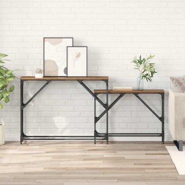 vidaXL Τραπέζι κονσόλας 2 τεμ. Παλιό Ξύλο 100x28x75cm