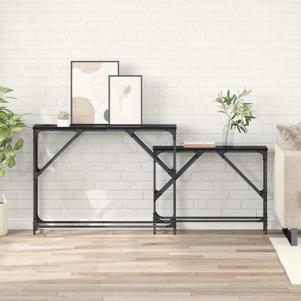 vidaXL Τραπέζι κονσόλας 2 τεμ. Μαύρη Οξυά 100x28x75cm