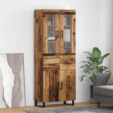vidaXL Highboard 2 τεμ. Παλιό Ξύλο 69,5x34x180cm