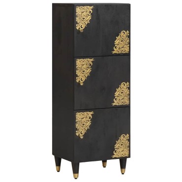 vidaXL Highboard με ράφι Μαύρο 40x33x110cm Στερεό ξύλο μάνγκο