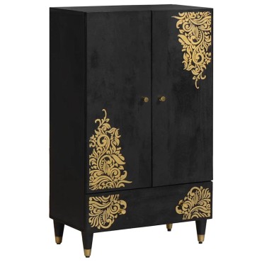 vidaXL Highboard Μαύρο 60x33x100cm Στερεό ξύλο μάνγκο