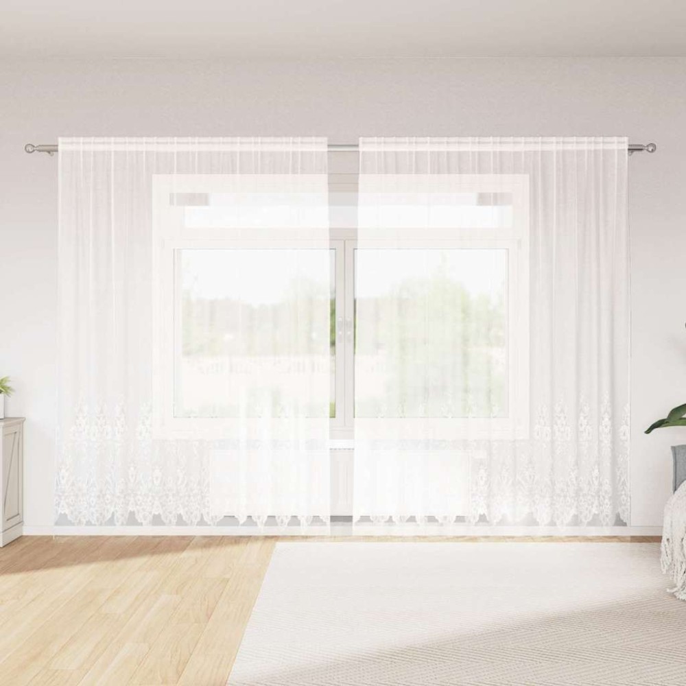vidaXL Κουρτίνα Δαντέλας με κουρτίνες Λευκό 300x245cm Πολυεστέρας