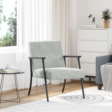 vidaXL Πολυθρόνα Ανοιχτό γκρι Βελούδο 59x75x78cm 1 τεμ.
