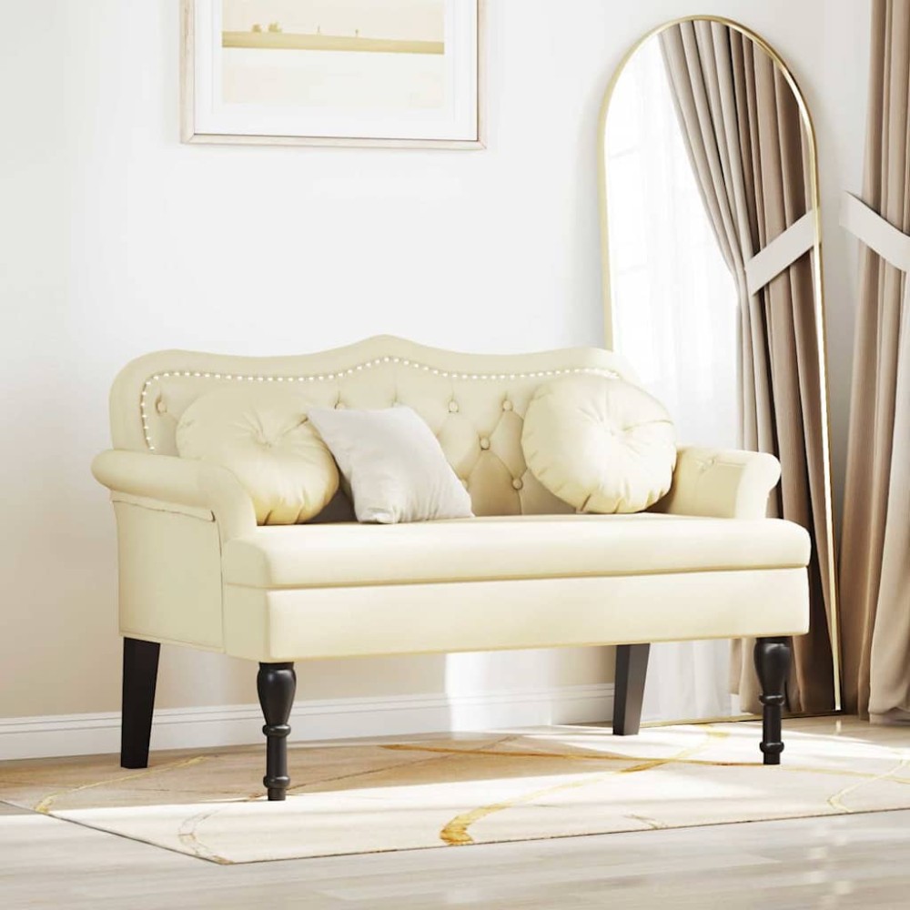vidaXL Καναπές Chesterfield Κρεμ 120,5x65x75cm Τεχνητό Δέρμα