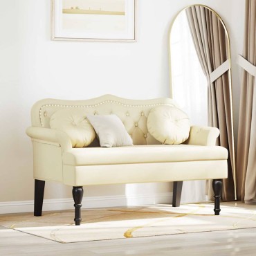 vidaXL Καναπές Chesterfield Κρεμ 120,5x65x75cm Τεχνητό Δέρμα
