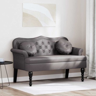 vidaXL Καναπές Chesterfield Γκρι 120,5x65x75cm Τεχνητό Δέρμα