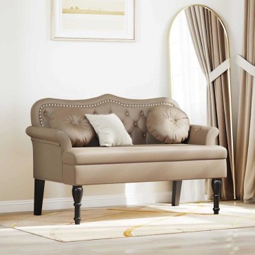 vidaXL Καναπές Chesterfield με μαξιλάρι Καπουτσίνο 120,5x65x75cm