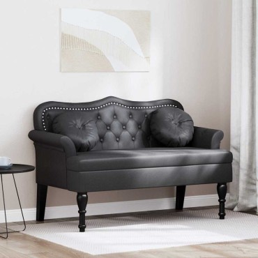 vidaXL Καναπές Chesterfield Μαύρο 120,5x65x75cm Τεχνητό Δέρμα