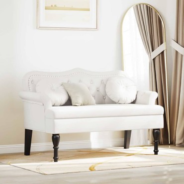 vidaXL Καναπές Chesterfield Λευκό 120,5x65x75cm Τεχνητό Δέρμα