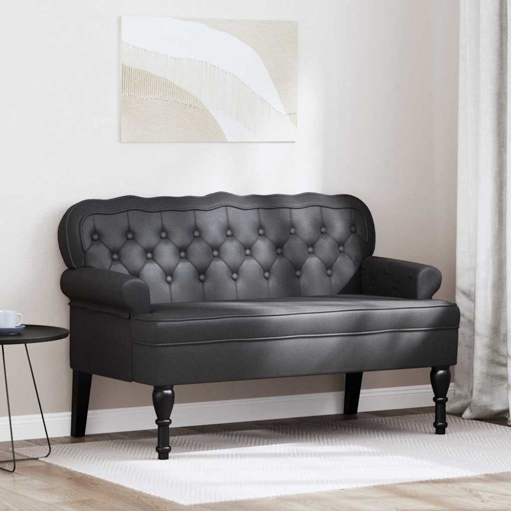 vidaXL Καναπές Chesterfield Μαύρο 119,5x64,5x75cm Τεχνητό Δέρμα