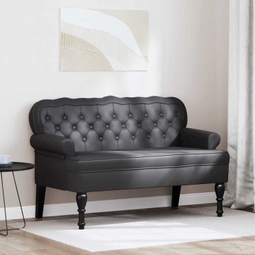 vidaXL Καναπές Chesterfield Μαύρο 119,5x64,5x75cm Τεχνητό Δέρμα