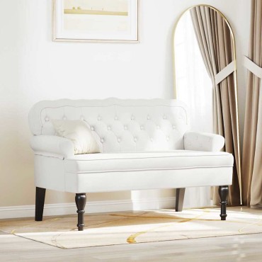 vidaXL Καναπές Chesterfield Λευκό 119,5x64,5x75cm Τεχνητό Δέρμα