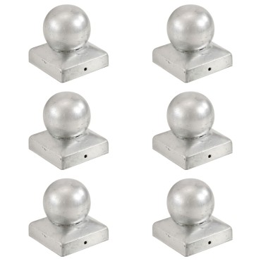 vidaXL Καπάκια Κολόνας Σφαίρα 6 τεμ. 71x71 χιλ. Γαλβανισμένο Μέταλλο