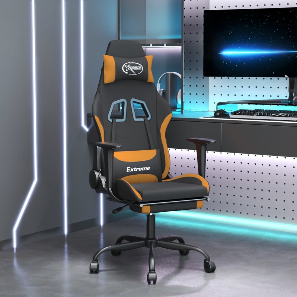 vidaXL Καρέκλα Gaming Μαύρο/Πορτοκαλί Ύφασμα με Υποπόδιο 66x58x(120-130)cm 1 τεμ. vidaXL Καρέκλα Gaming Μαύρο/Πορτοκαλί Ύφασμα με Υποπόδιο 66x58x(120-130)cm 1 τεμ.