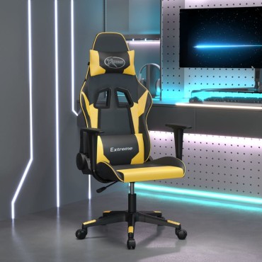 vidaXL Καρέκλα Gaming Μαύρο/Χρυσό από Συνθετικό Δέρμα 67x58x(118-128)cm 1 τεμ.