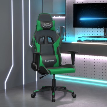 vidaXL Καρέκλα Gaming Μαύρο/πράσινο από Συνθετικό Δέρμα 67x58x(118-128)cm 1 τεμ.