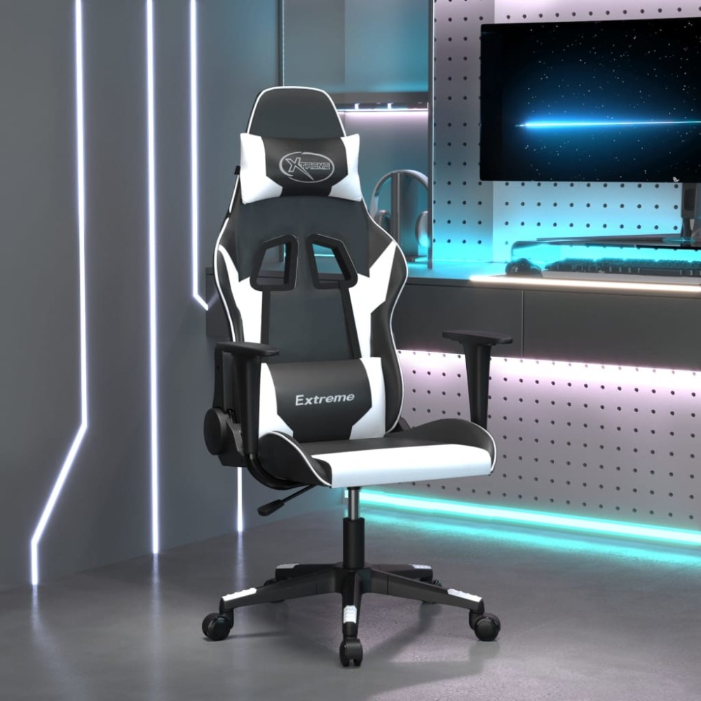 vidaXL Καρέκλα Gaming Μαύρο/Λευκό από Συνθετικό Δέρμα 67x58x(118-128)cm 1 τεμ. vidaXL Καρέκλα Gaming Μαύρο/Λευκό από Συνθετικό Δέρμα 67x58x(118-128)cm 1 τεμ.