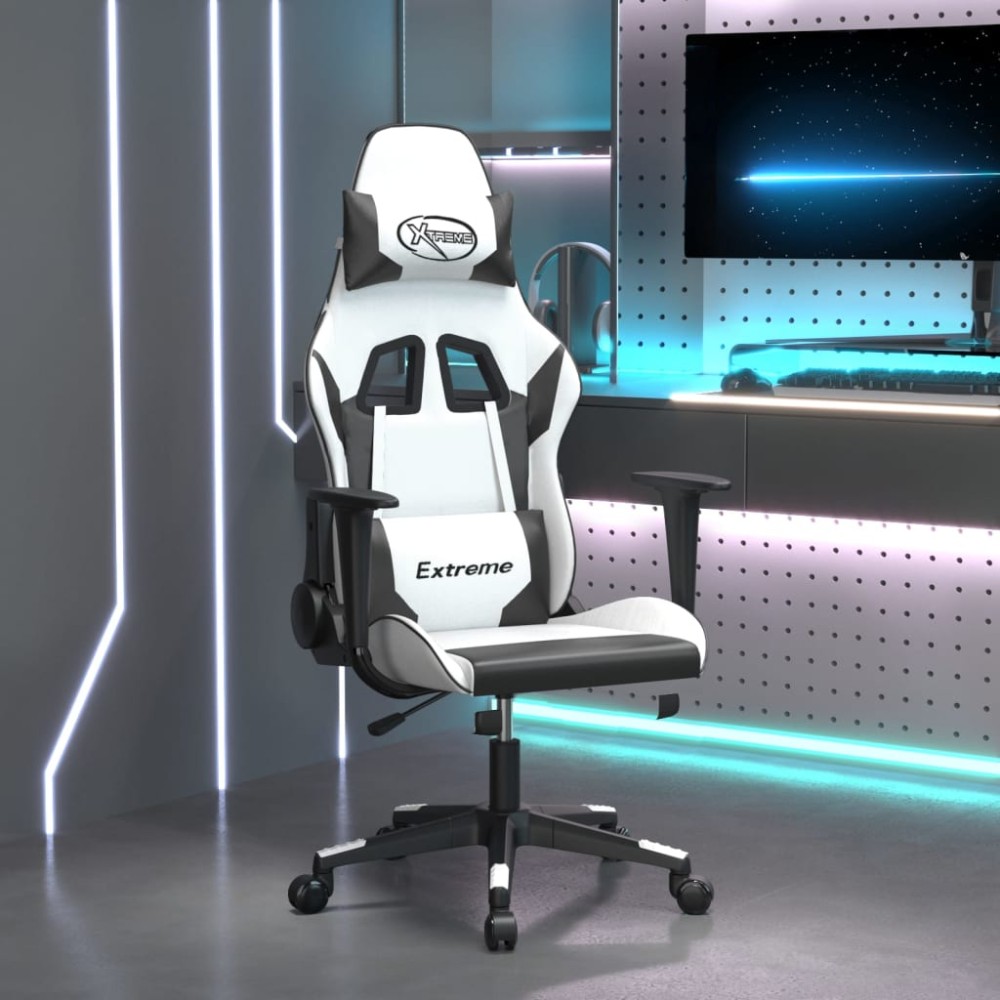 vidaXL Καρέκλα Gaming Λευκό/Μαύρο από Συνθετικό Δέρμα 67x58x(118-128)cm 1 τεμ. vidaXL Καρέκλα Gaming Λευκό/Μαύρο από Συνθετικό Δέρμα 67x58x(118-128)cm 1 τεμ.