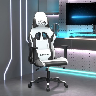 vidaXL Καρέκλα Gaming Λευκό/Μαύρο από Συνθετικό Δέρμα 67x58x(118-128)cm 1 τεμ.
