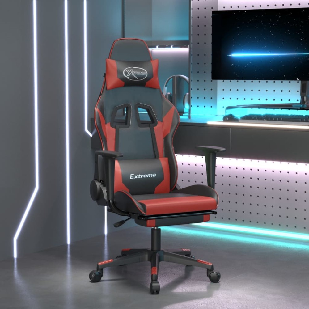 vidaXL Καρέκλα Gaming Μασάζ Υποπόδιο Μαύρο/Μπορντό από Συνθετικό Δέρμα 67x58x(118-128)cm 1 τεμ. vidaXL Καρέκλα Gaming Μασάζ Υποπόδιο Μαύρο/Μπορντό από Συνθετικό Δέρμα 67x58x(118-128)cm 1 τεμ.