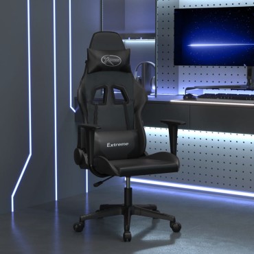 vidaXL Καρέκλα Gaming Μασάζ Μαύρη από Συνθετικό Δέρμα 66,5x61x(118-127,5)cm 1 τεμ.