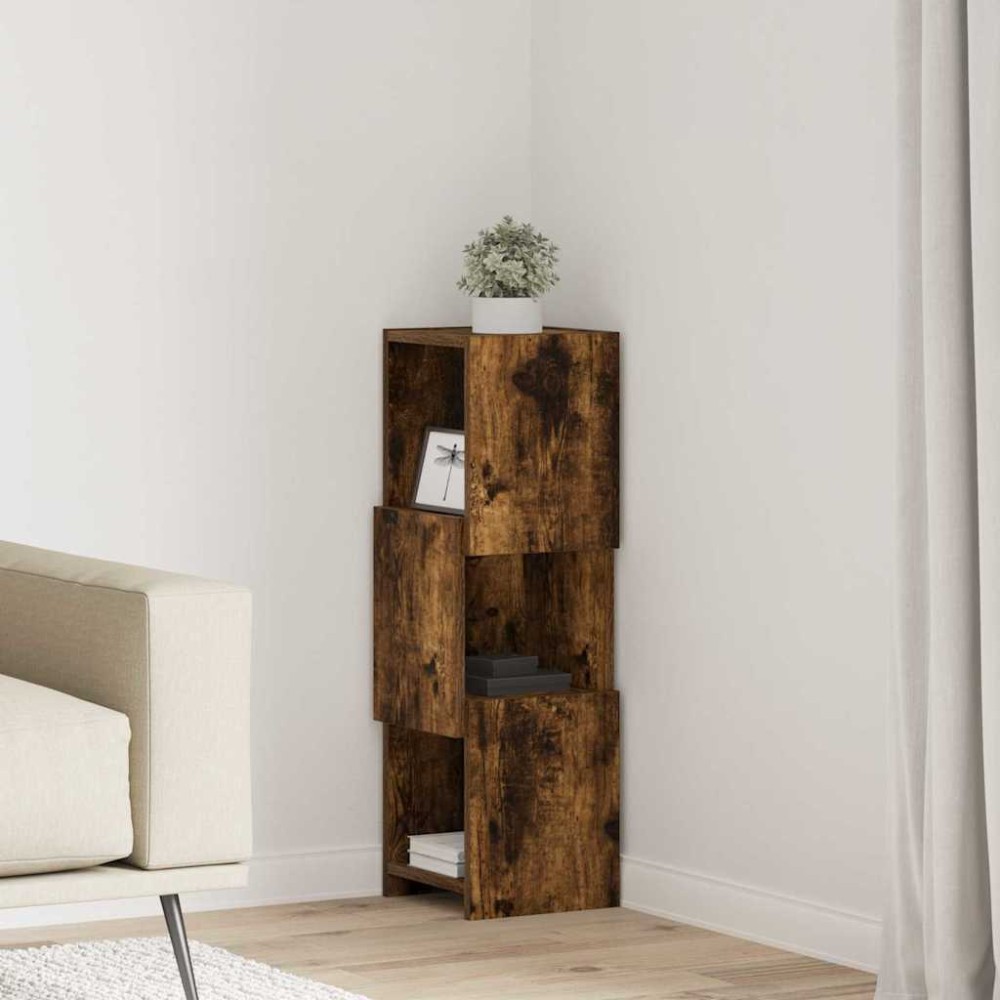 vidaXL Γωνιακό Ντουλάπι 25,5x25x80cm Επεξεργασμένο Ξύλο Καπνιστό Δρύς
