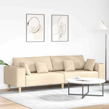 vidaXL Καναπές Κρεμ 250x77x76cm ύφασμα