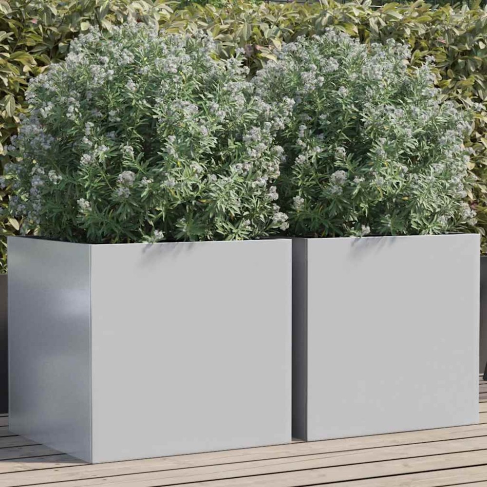 vidaXL Ζαρντινιέρες 2 τεμ. Ασημί 49x47x46 εκ. Γαλβανισμένο Χάλυβα