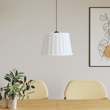 vidaXL Καπέλο Φωτιστικού Οροφής Λευκό Ø40x26 εκ. από Wicker