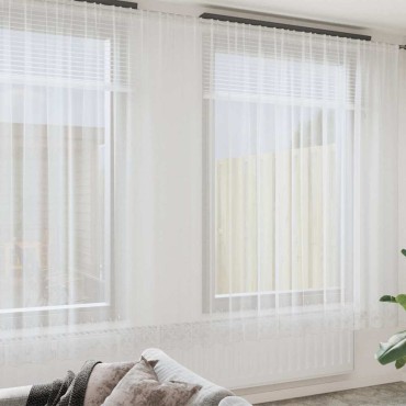 vidaXL Κουρτίνα Δαντέλας με κουρτίνες Λευκό 300x900cm Πολυεστέρας