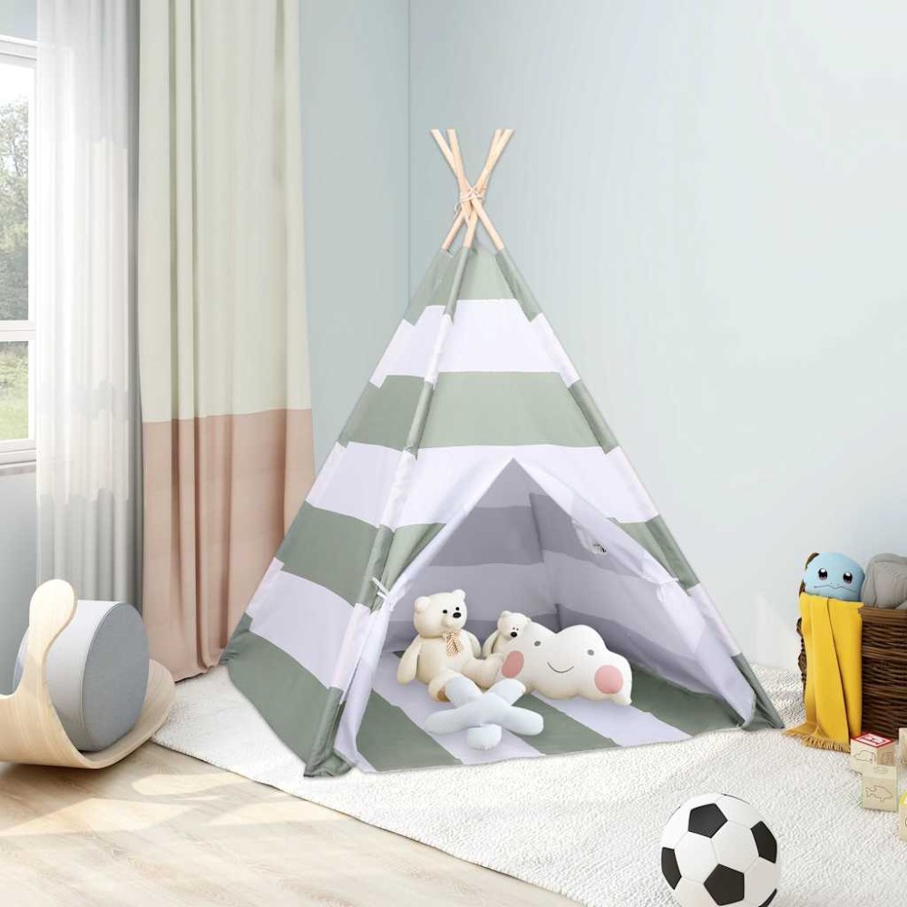 vidaXL Παιδική Σκηνή Ριγέ Γκρι και Λευκό 120 x 120 x 150 cm