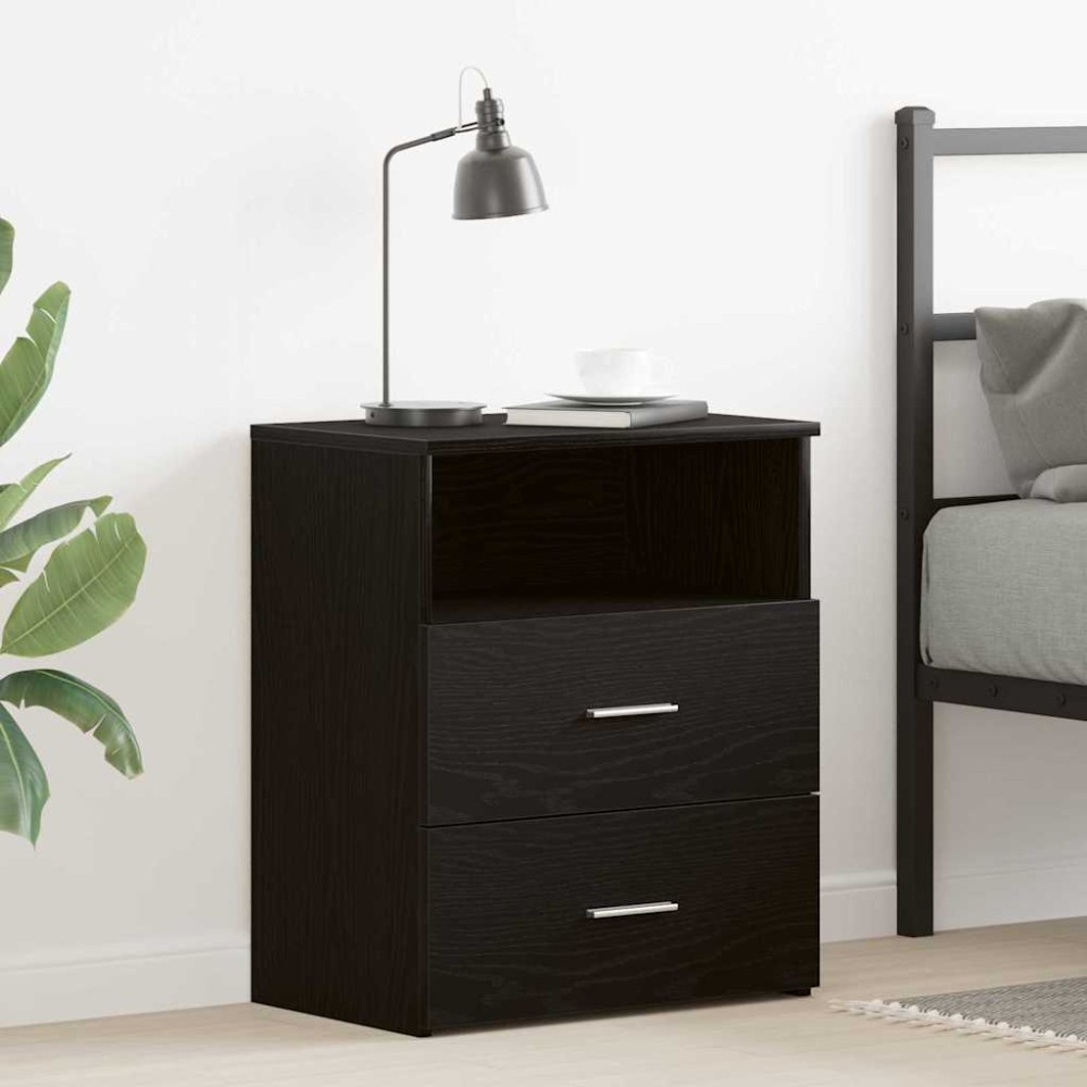 vidaXL Κομοδίνο Μαύρη Οξυά 50x32x60cm Επεξεργασμένο Ξύλο 1 τεμ.