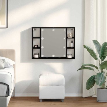 vidaXL Ντουλάπα Καθρέφτη Μαύρη Οξυά 76x15x55cm Επεξεργασμένο Ξύλο 1 τεμ.