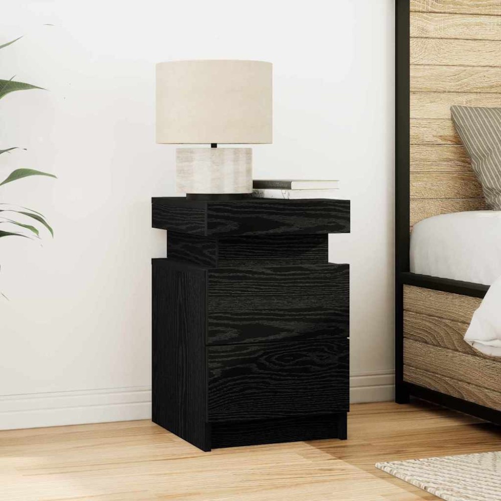 vidaXL Κομοδίνο Μαύρη Οξυά 35x39x55cm Επεξεργασμένο ξύλο 1 τεμ.